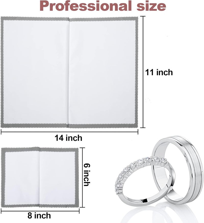 PINGMIC 6 Jewelry Cleaning Cloth, Professional Silver Polishing Cloth for Jewelry Sterling Silver Gold Platinum Copper Diamond, Multi-Layer polishing Cloths (11'' x 14'' * 2 Pcs, 4'' x 8'' *4 Pcs) - Image 2